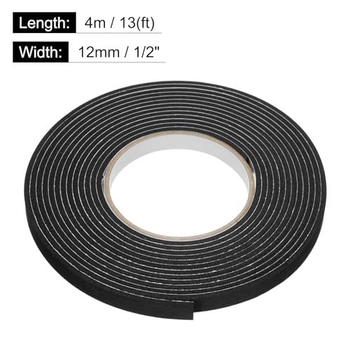 Image of uxcell 4pcs Rolls Single Sided Foam Tape Removeable EVA Sponge Mounting Tape Strong Adhesive Tape Strips(Black, 13ft x 1 /2 inch x 1 /8 inch) for Home Paint Wall Hanging Poster Decor