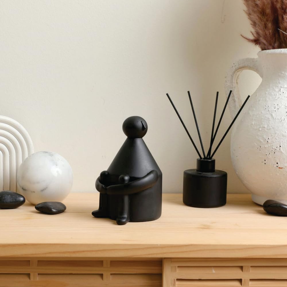 Home Decor Accents, Aesthetic Shelf Decor, Coffee Table Books Decor, Bookshelf Neutral Decor, Japandi Modern Decorative Object, Entryway Table Decor, Boho Living Room Decor (Black Pensive Man)