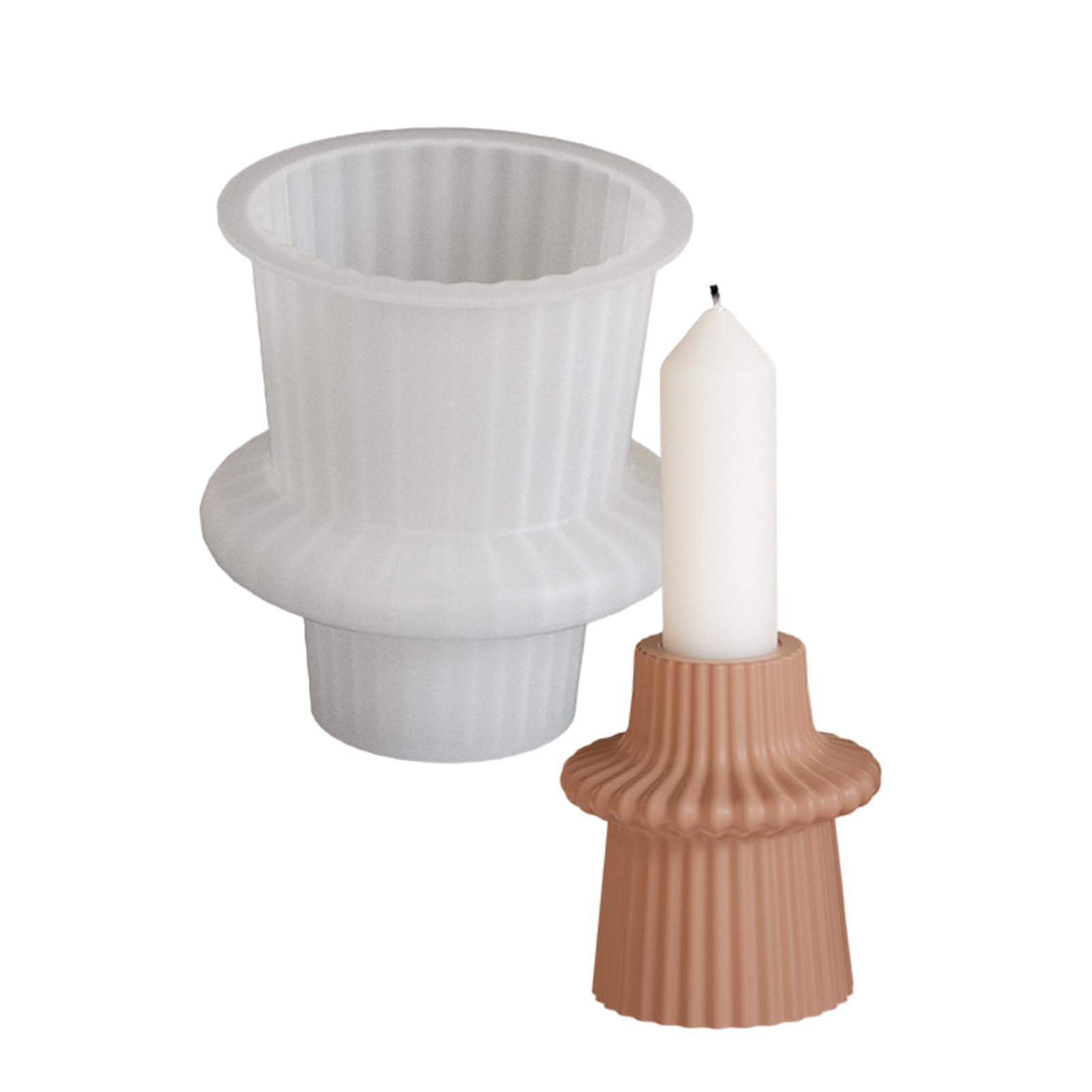 NEWFT Multifunctional Striped Round Silicone Casting for Candle Holders Perfect for Beginners and Craft Enthusiasts