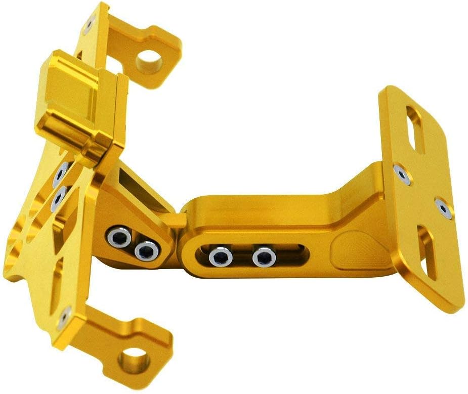 Universal Motocycle License Plate Bracket Holder with LED Light Ho Tidy Tail For Y.amaha T-max 500 530 560 YZF-R1 R3 R7 R125 Honda CBR125R CB300R CBR400 CB600F CB900RR Suzuki GSXR 600 750 1000 (Gold)