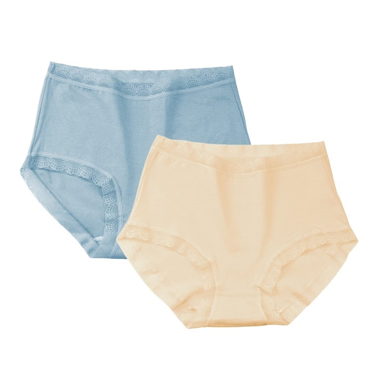 Femme Slips 3 pièces/lot Femmes Coton Slips Sexy sous-vêtements Taille Haute Culotte Grande Taille Dames caleçons Intime Femme Lingerie (Color : Bluebeige, Size : XXL)
