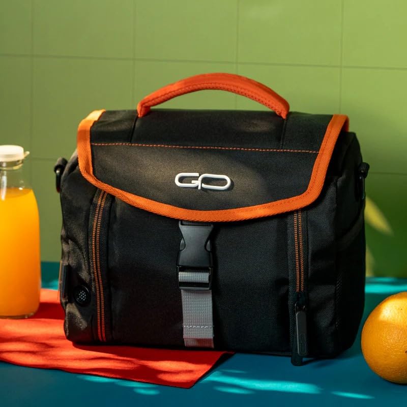 Image of Thermal Lunch Bag | Thermo-Grid Insulated, Water & Leak-Resistant, Easy to Clean | Lightweight School Lunch Box Bag with Shoulder Strap (Black)