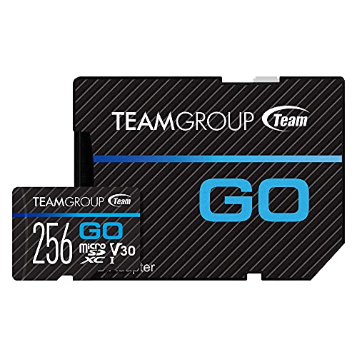 Teamgroup Go Card 256Gb Micro Sdxc Uhs-I U3 V30 4K For Gopro & Drone & Action Cameras High Speed Flash Memory Card With Adapter For Outdoor, Sports, 4K Shooting, Nintendo-Switch Tgusdx256Gu303 #TOP2