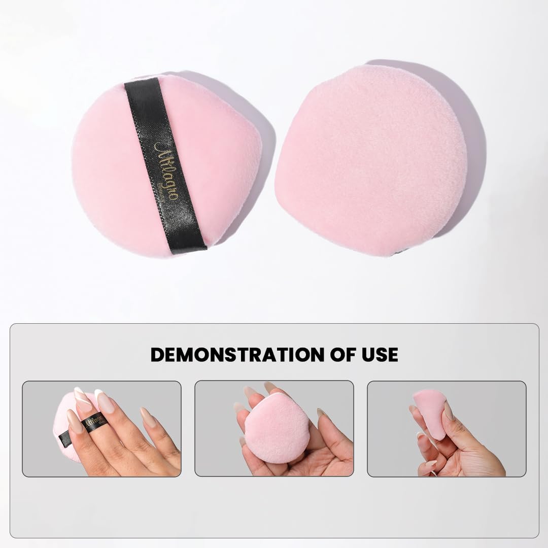 Milagro Beauty Powder Puff Soft Cotton, Makeup Applicator for Loose Powder & Foundation, Washable & Reusable, Perfect for Smooth Flawless Blending Under Eyes (Pink) 1