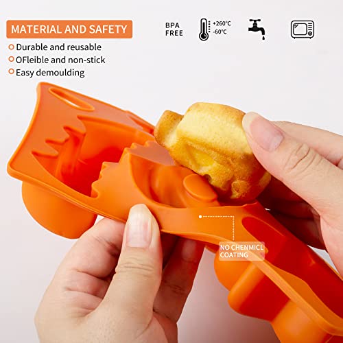 4 Pieces Halloween Silicone Molds, Baking Silicone Molds With Pumpkin, Spider Net And Brain, Halloween Baking Decorations For Making Soap Candle Candy Muffins Chocolates #TOP2