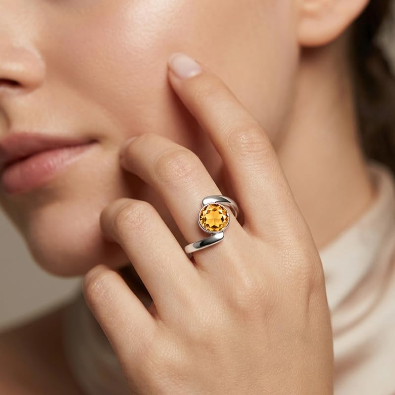 Wiesen Meadows Bypass-Ring für Damen, 925er-Sterlingsilber, runder Statement-Ring, minimalistisch, handgefertigt, Schmuck, Geschenk, R-25