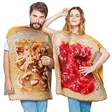 Liitrsh 2 Sets Couple Halloween Costumes for Adults Funny Adult Peanutbutter and Jelly Costume Cosplay Food Costume Outfit for Halloween Dress up Party Multicolored