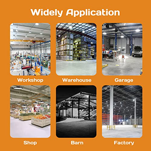 Iceko Kn [2-Pack] Ufo Led High Bay Lights,Led Shop Light 150W/21000Lm/6000K/(Eqv.400W Hid),With Hanging Chain,Safe Rope,6Ft Power Cable&Plug,For Barn,Garage,Warehouse,Basement,Workshop,Wet Location #TOP1