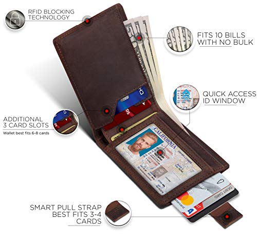 SERMAN BRANDS RFID Blocking Slim Bifold Genuine Leather Thin Minimalist Front Pocket Wallets for Men Billfold Wallet Men Gift4