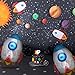 2 Pcs Rocket Shaped Big Mylar Foil Balloon Universe Space Theme Birthday Party Decorations