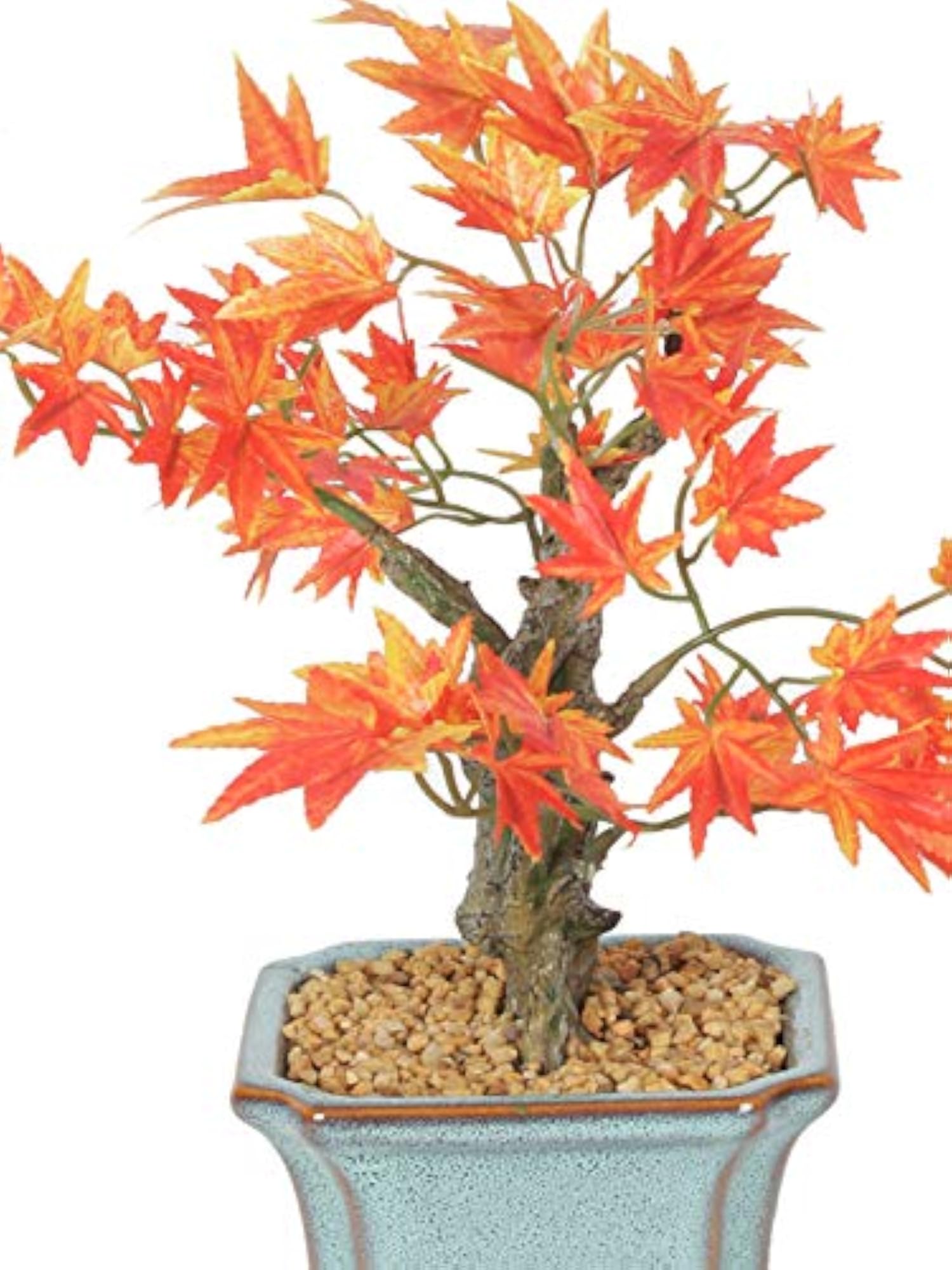Artificial Japanese Maple Bonsai Plant in a Ceramic Vase for Home and Office Décor