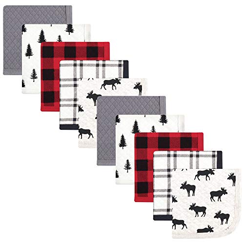 Image of Hudson Baby Unisex Baby 20Pc Quilted Cotton Washcloths, Moose Moose Bear, One Size
