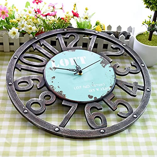 Horloge murale de décoration d'intérieur Horloge murale sans tic-tac Horloge murale ronde silencieuse à piles Horloge de décor rétro de style simple pour la maison/bureau/école/cuisine/chambre/salon Cover