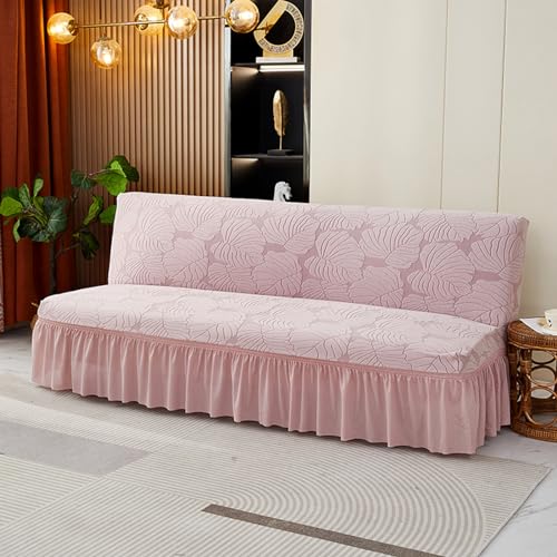 Funda elástica para sofá cama sin brazos con estampado de hojas amarillas S 4