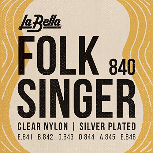 La Bella 840 Folksinger - Clear Nylon Silver Plated Classical Guitar String