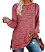 Produktbild Nekosi beiläufiges Sweatshirt der Frauen Lange Hülse Loses Herbst Pullover Seite Split Tunika Rot Medium Tops