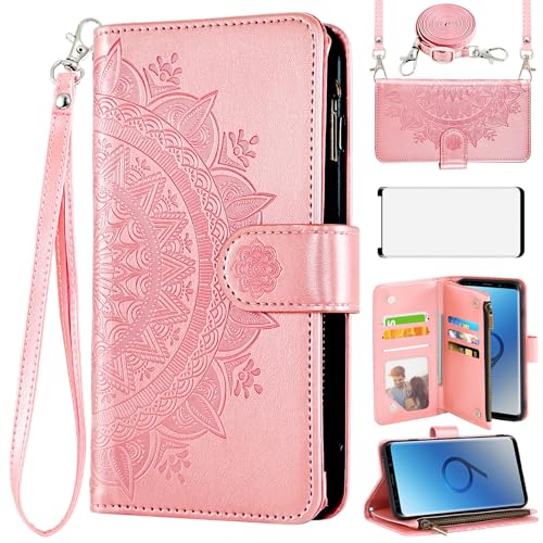 Étui cuir Samsung S9 fleur mandala idée cadeau idéal femmes et filles