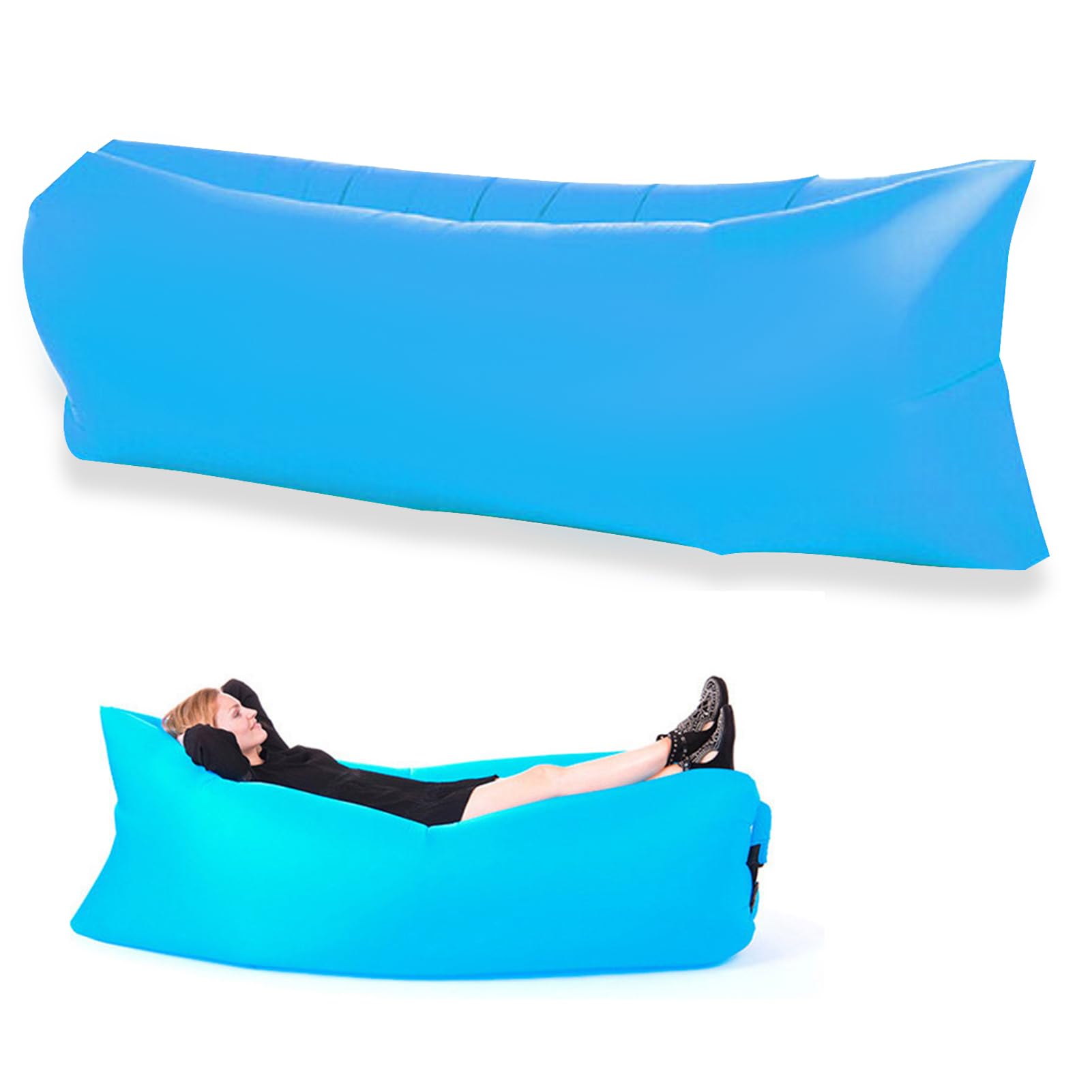 DAYONG Inflatable Lounger Air Sofa Chair, Portable Water Proof Couch, Easy to Set Up Air Hammock for Hiking, Picnics, Outdoor, Camping & Beach (Blue)