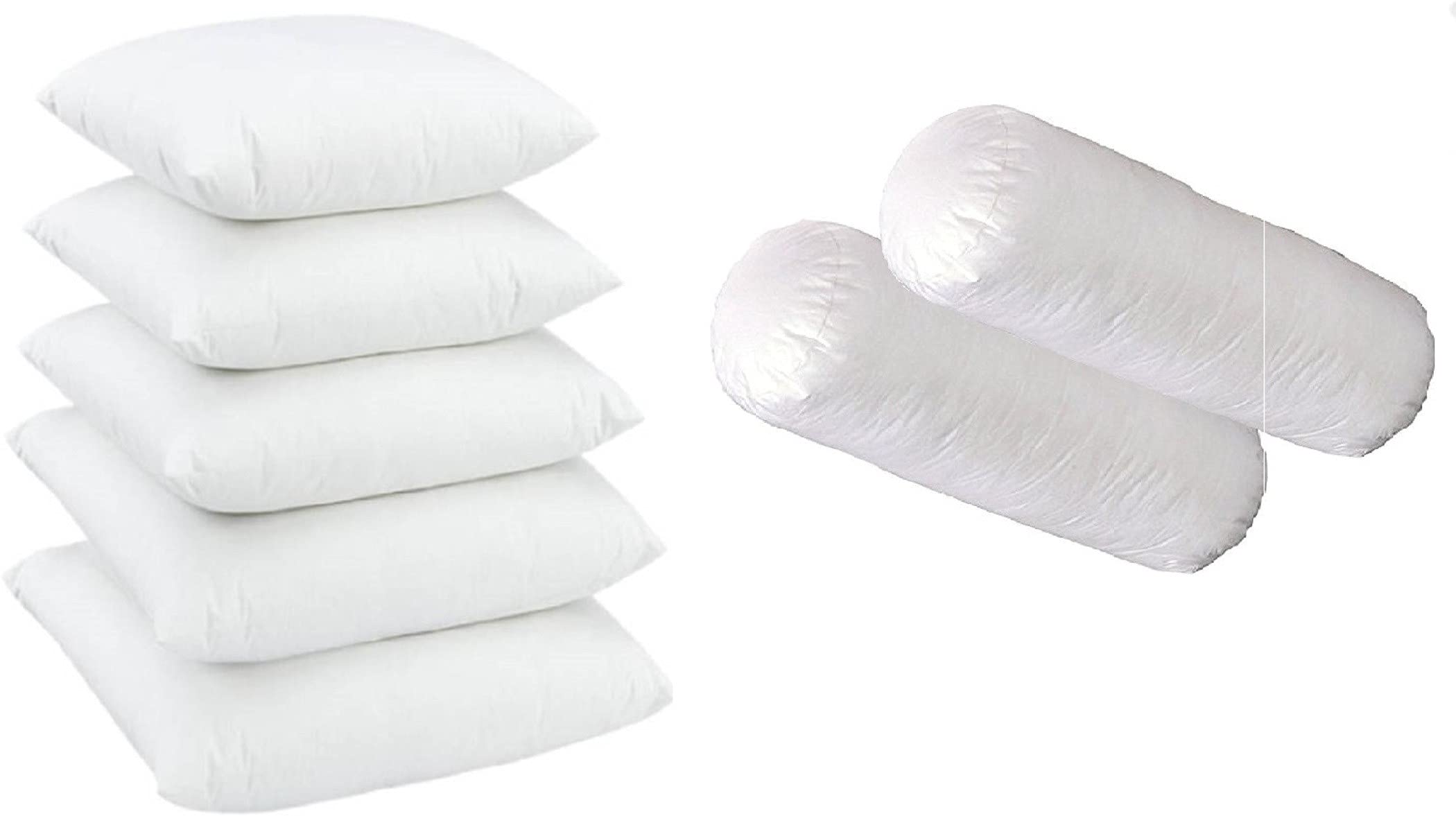 Changers Microfibre Combo Set Bolster (2) and Cushion (5), Size of Bolster (14x26) and Pillow (16x16 ) Inch Sofa Set of 7 Pieces (White)-picture-16