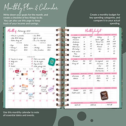Planberry Budget Planner & Monthly Bill Organizer With Pockets Premium – Home Finance & Bill Payment Organizer – Budgeting Book With Income & Expense Tracker - 7X8.5″ Hardcover (Green Pastures) #TOP2