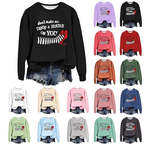 Sudadera de Halloween para mujer sin capucha, jersey de Halloween para mujer, estampado de tacones y agujas, alto de Halloween, mujer, talla grande, sudaderas, cuello redondo, disfraz de Halloween y
