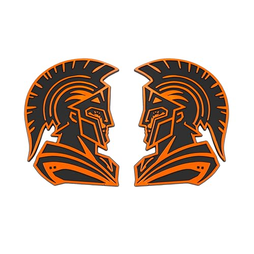 Image of Spartan Emblem 3D Warrior Badge, Custom Car Decal Sticker - Durable Exterior Trunk, Hood, Fender for Car, Truck, SUV (Set of 2) (Orange)