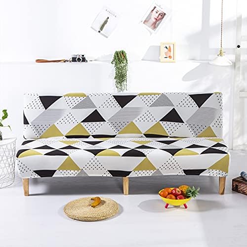Mingfuxin Armless Sofa Bed Cover, Spandex Stretch Futon Slipcover Protector, Non-Slip Elastic Folding Couch Sofa Shield Fits for 2-3 Seater Folding Sofa Bed without Armrests (Mocha)