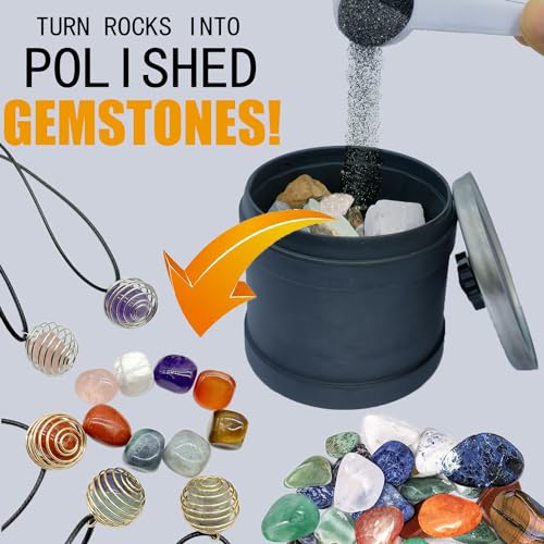 Baidoon RTG0006 6 In 1 Rock Tumbler Grit Full Function Set – 4 Step Tumbling Grit, 1 Ceramic Refill Media, 9 Varieties Rough Rocks, Rock Tumbler Grit Polish Refill thumb #1
