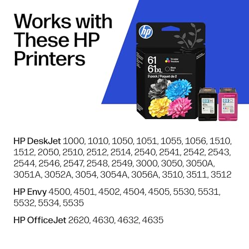 Image of HP Original 61XL Black High‑Yield / 61 Tri-Color | Works OfficeJet 2620, 2621, 4630, 4632, 4635, Deskjet 2050 All-in-One Series (C0PA6AN)