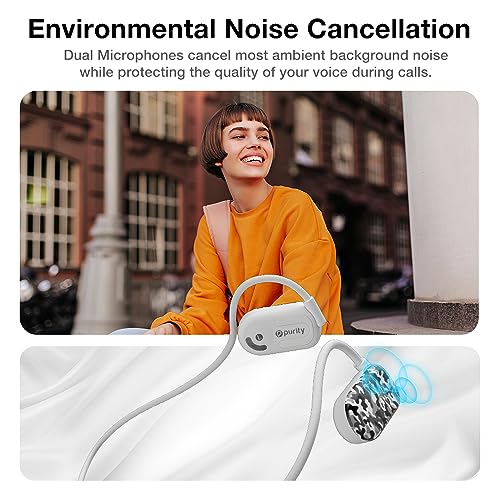 Image of Purity Air Open Ear Headphones - True Air Conduction Wireless Bluetooth Open Ear Earbuds with Dual Mic for iPhone /Android - Secured Long Wearing Comfort, Sports Sweat Resistant (BWCS149)