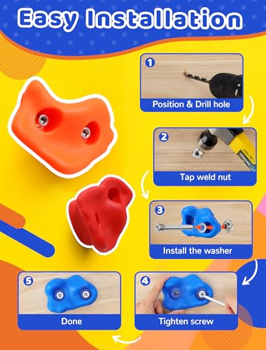 Trymaker Rock Climbing Holds, 15PCS Climbing Wall for Kids, Climbing Set for Adult Indoor and Outdoor(Small Size) - Thumbnail 4