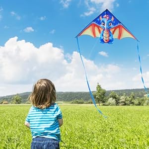 Dragon Dinosaur Delta Kite for Kids Ages 4 8 8 12 and Adults Easy to Fly Beach Kites for Beginners Outdoor Fun Kites for Boys Girls Gifts for Easter and Festival
