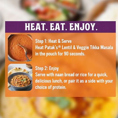 Image of Patak's Lentil & Veggie Tikka Masala - Vegetarian Indian Curry w /Lentils, Beans, Pumpkin, Sweet Potatoes & Vegetables - Ready-to-Eat Microwaveable Meal - Serve with Rice or Naan - 10.5oz (Pack of 1)