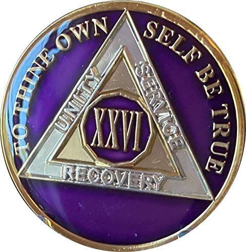 Médaillon de sobriété AA 26 ans Ranger Industries violet métallisé