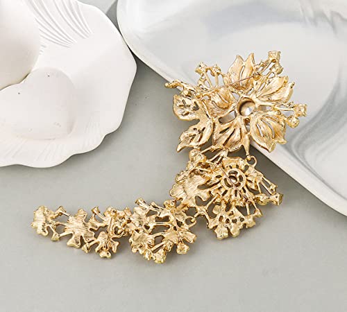 Image of Gyn&Joy 7.59 Inch Crystal Large Wedding Bouquet Brooch Pin