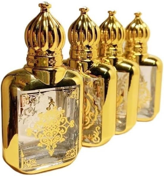 Mini bottiglie di profumo da viaggio, atomizzatore di profumo bottiglia roll-on Bottiglia di profumo portatile in vetro da 15 ml Bottiglie roll-on vuote dorate Mini contenitori cosmetici for oli essen