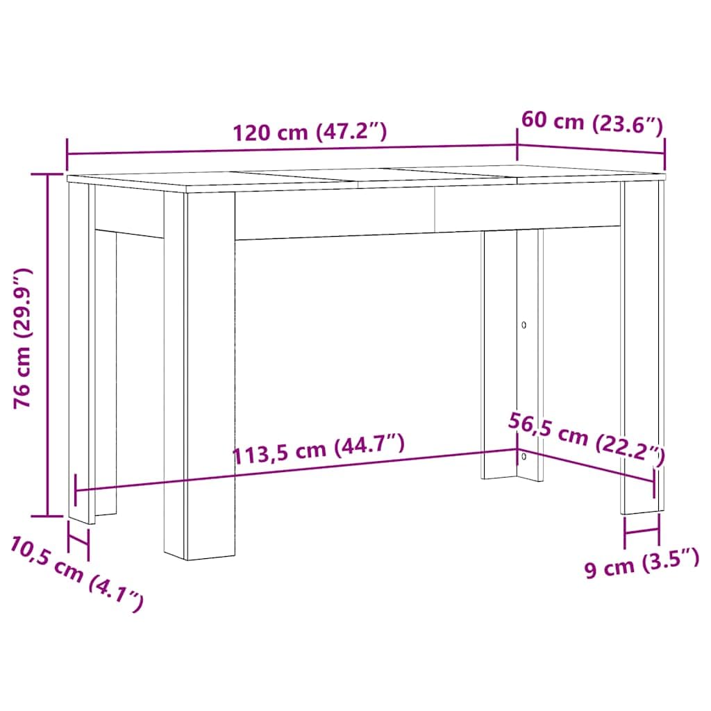 Esstisch Weiß 120x60x76 cm Holzwerkstoff | Langlebig und stabil, einfache Montage, pflegeleicht mit feuchtem Tuch, für Esszimmer und Küche