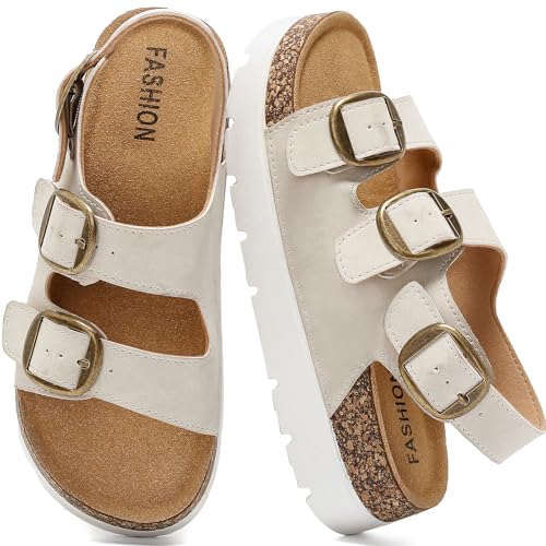 Women's Platform Sandals with Back Strap Wedge Chunky Heel Slip-on Comfort Slides with Arch Support...