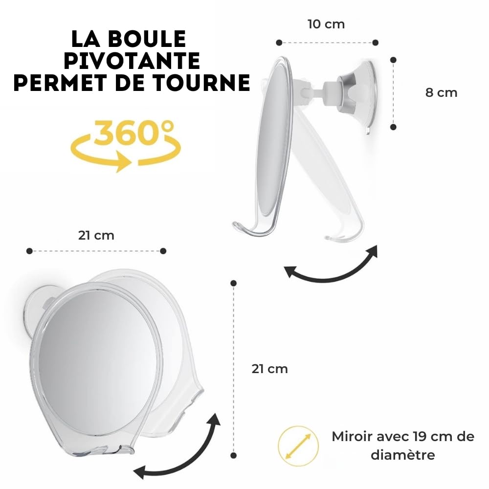 Decor Walther VISION Miroir Cosmétique, Avec éclairage, Grossissement X 5 L 200  200 H 200 P 110 Mm Avec Raccordement Direct Chrome A958278