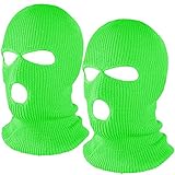 Fvviia 2 Pieces 3 Hole Knitted Face Cover Double Thermal Windproof Winter Ski Mask for Outdoor Sports Green