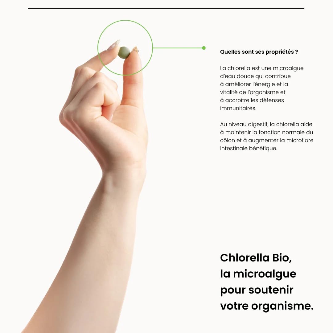 Natésis – Chlorella Bio – DÉTOX DIGESTION IMMUNITÉ – SANS ADDITIFS – SUPERFOOD : protéines végétales, chlorophylle, B12 & fer – HAUTE QUALITÉ – 1000 comprimés