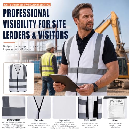 Image of AYKRM 12 colour High visibility viz vest hi vis viz reflective work construction safety vest (XS-8XL)