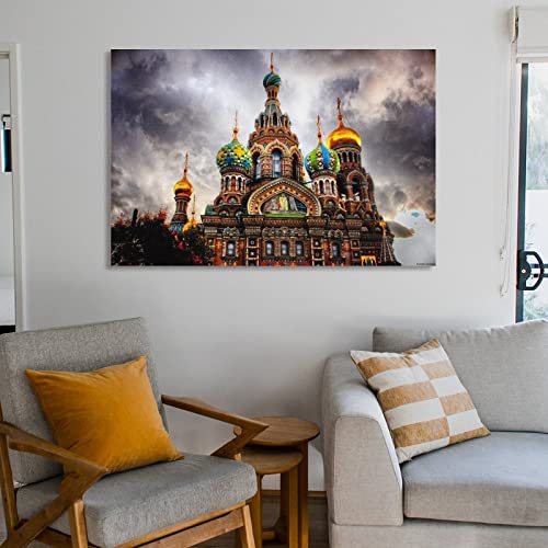 Russia St. Petersburg Posters, Buildings, Religious Cathedrals, Religious Art Posters (2) Wall Art Paintings Canvas Wall Decor Home Decor Living Room Decor Aesthetic 08X12Inch(20X30Cm) Unframe-Style #TOP5
