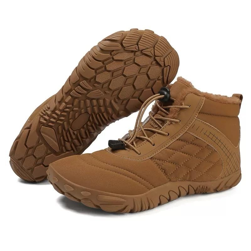 Peak Footwear Frost Flow – Non-Slip, Waterproof, and Orthopedic Winter Barefoot Shoes for Men and Women | Ultra-Thin Sole, Wide Toe Box, and Flexible Design for Natural Comfort, Warmth, and Healthy Foot Posture (Brown, US Footwear Size System, Adult, Women, Numeric, Wide, 13)