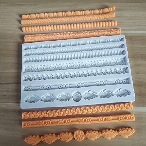 Image of Craftial Curve Abk Rope Relief Shape Retro European Style Silicone Mold Lace Diy Sugarcraft Cake Border Baking Tools Fondant Chocolate Clay Moulds - 11 Cm