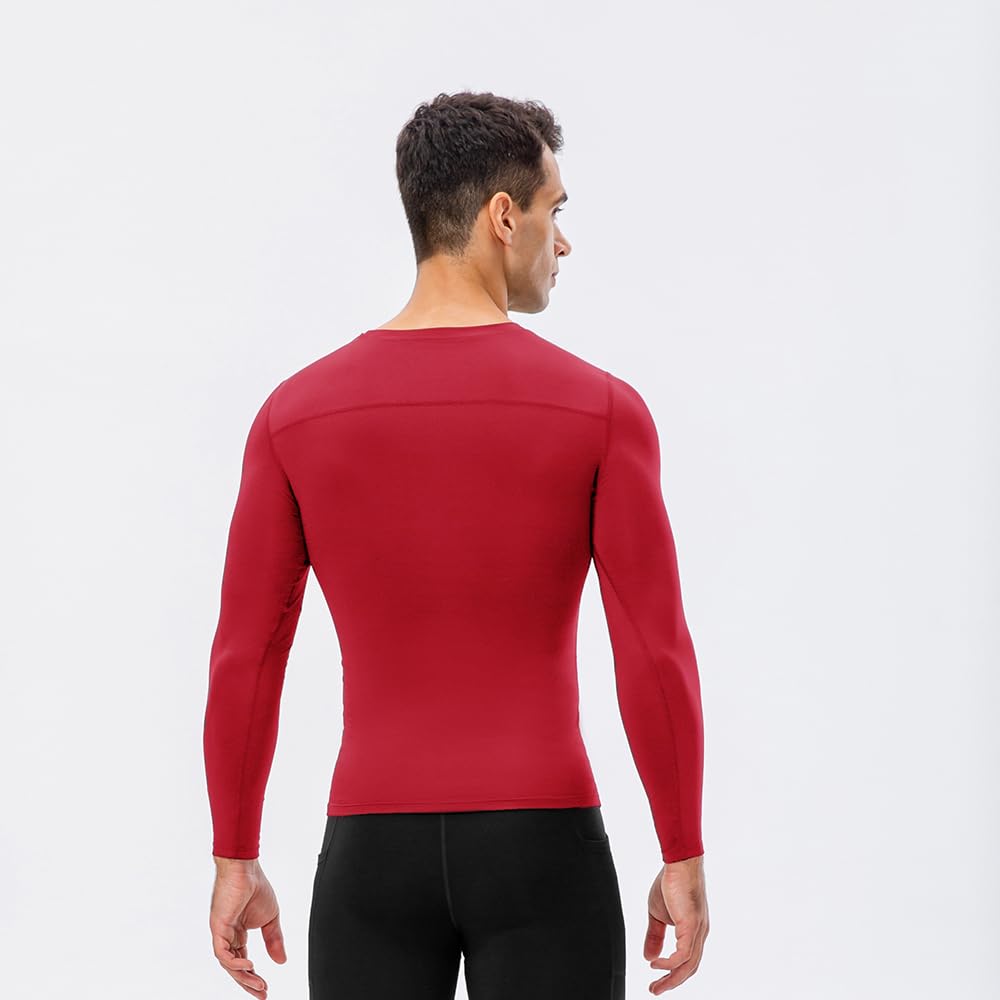 Camisetas de compresión para hombre, manga larga, atlético, entrenamiento, gimnasio, deportes, capa base, correr, ropa interior fresca y seca