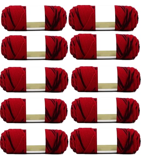 Image of Red Black Soft Cotton Crochet Knitting Yarn 1kg /2.2lb Rainbow Gradient DIY Hand Knit Worsted Super Soft Warm Yarn for Sweater Bag Hat Scarf