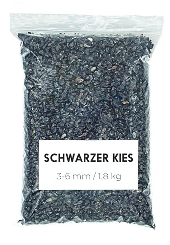 Landare Kies Schwarz 1,8 Kg - Dekosteine - Zierkies - Dekosteine für Vasen - Kieselsteine - Deko Steine Kleine - Ziersteine (3-6 mm) (Schwarz)