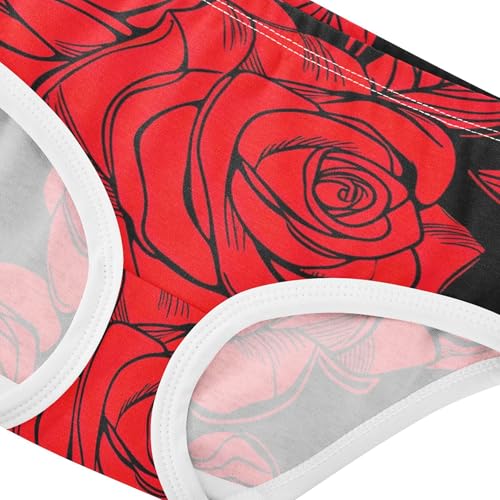 Red Roses Black Panties Little Girl Girls Underwear Toddler Cotton Stylish Kids Briefs Undies 2t4
