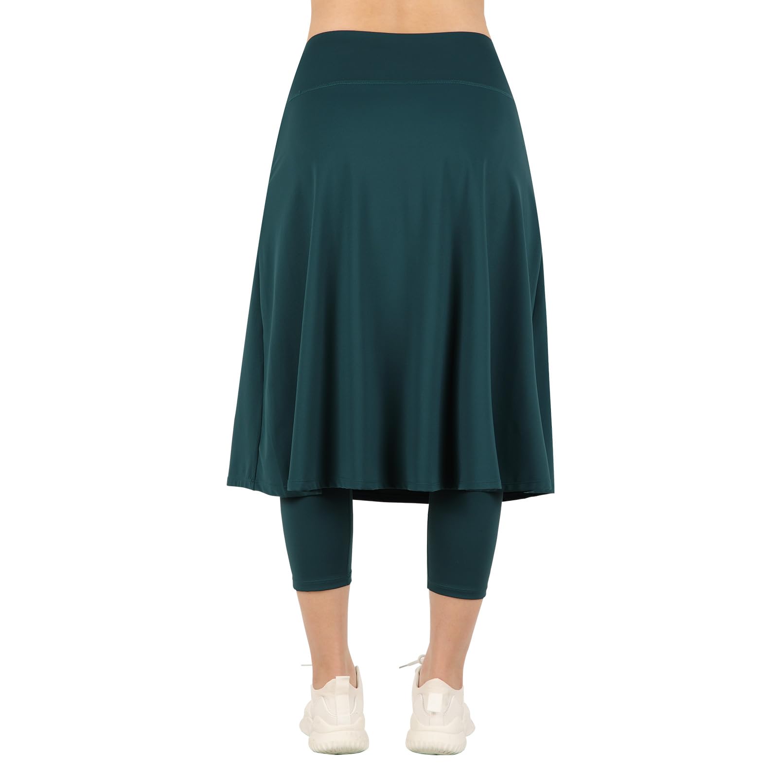 Womens Athletic Skirted Leggings with Pockets High Waisted Knee Length Skirts with Capris Leggings for Tennis